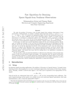 Fast Algorithms for Demixing Sparse Signals from Nonlinear Observations
