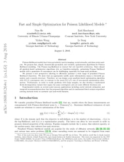 Fast and Simple Optimization for Poisson Likelihood Models
