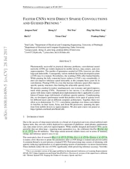 Faster CNNs with Direct Sparse Convolutions and Guided Pruning