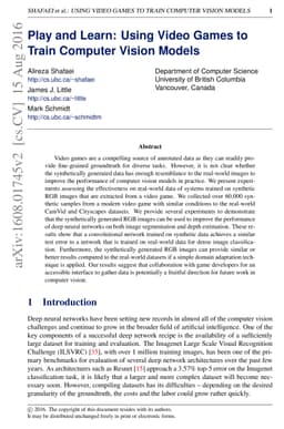Play and Learn: Using Video Games to Train Computer Vision Models