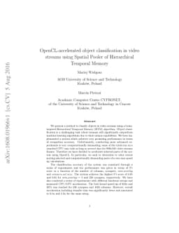 OpenCL-accelerated object classification in video streams using Spatial
  Pooler of Hierarchical Temporal Memory
