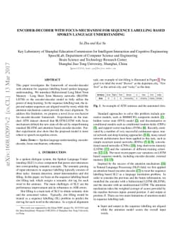 Encoder-decoder with Focus-mechanism for Sequence Labelling Based Spoken
  Language Understanding