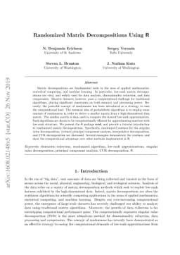 Randomized Matrix Decompositions using R