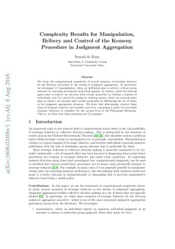 Complexity Results for Manipulation, Bribery and Control of the Kemeny
  Procedure in Judgment Aggregation