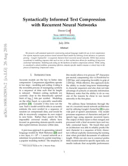 Syntactically Informed Text Compression with Recurrent Neural Networks
