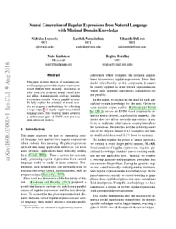Neural Generation of Regular Expressions from Natural Language with
  Minimal Domain Knowledge