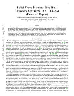 Belief Space Planning Simplified: Trajectory-Optimized LQG (T-LQG)
  (Extended Report)