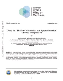 Deep vs. shallow networks : An approximation theory perspective