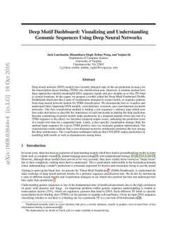 Deep Motif Dashboard: Visualizing and Understanding Genomic Sequences
  Using Deep Neural Networks