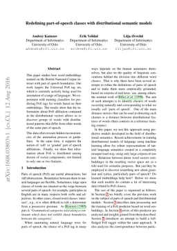 Redefining part-of-speech classes with distributional semantic models