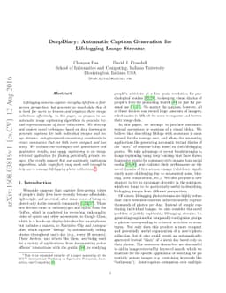 DeepDiary: Automatic Caption Generation for Lifelogging Image Streams