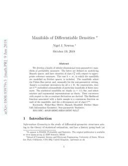 Manifolds of Differentiable Densities