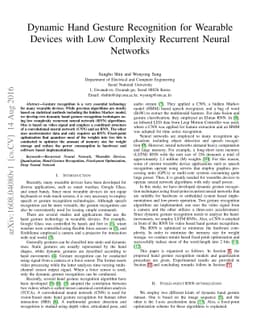 Dynamic Hand Gesture Recognition for Wearable Devices with Low
  Complexity Recurrent Neural Networks
