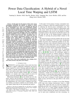 Power Data Classification: A Hybrid of a Novel Local Time Warping and
  LSTM