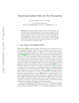 Generating Synthetic Data for Text Recognition