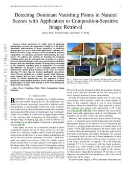 Detecting Dominant Vanishing Points in Natural Scenes with Application
  to Composition-Sensitive Image Retrieval