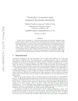 Visual place recognition using landmark distribution descriptors