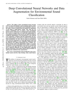 Deep Convolutional Neural Networks and Data Augmentation for
  Environmental Sound Classification