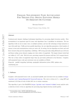 Parallel Non-divergent Flow Accumulation For Trillion Cell Digital
  Elevation Models On Desktops Or Clusters