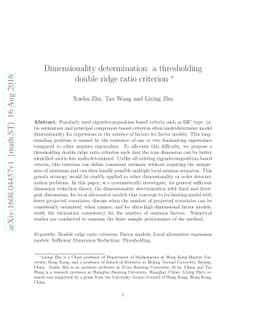 Dimensionality determination: a thresholding double ridge ratio
  criterion