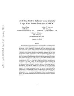 Modelling Student Behavior using Granular Large Scale Action Data from a
  MOOC