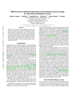 BBQ-Networks: Efficient Exploration in Deep Reinforcement Learning for
  Task-Oriented Dialogue Systems