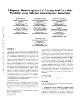 A Bayesian Network approach to County-Level Corn Yield Prediction using
  historical data and expert knowledge