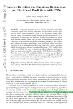 Saliency Detection via Combining Region-Level and Pixel-Level
  Predictions with CNNs