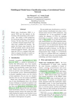 Multilingual Modal Sense Classification using a Convolutional Neural
  Network