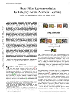 Photo Filter Recommendation by Category-Aware Aesthetic Learning