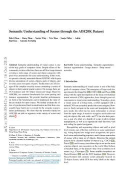 Semantic Understanding of Scenes through the ADE20K Dataset