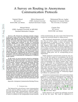 A Survey on Routing in Anonymous Communication Protocols