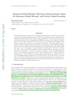 Operator-Valued Bochner Theorem, Fourier Feature Maps for
  Operator-Valued Kernels, and Vector-Valued Learning