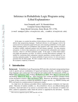 Inference in Probabilistic Logic Programs using Lifted Explanations