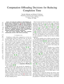 Computation Offloading Decisions for Reducing Completion Time