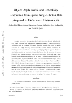 Object Depth Profile and Reflectivity Restoration from Sparse
  Single-Photon Data Acquired in Underwater Environments