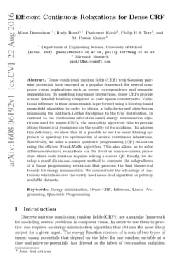 Efficient Continuous Relaxations for Dense CRF