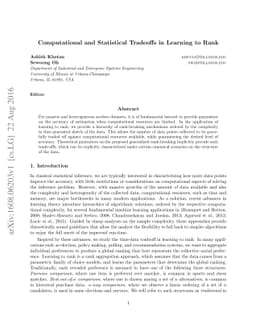 Computational and Statistical Tradeoffs in Learning to Rank