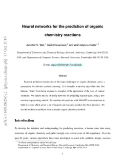 Neural networks for the prediction organic chemistry reactions