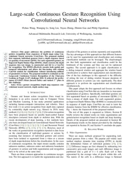 Large-scale Continuous Gesture Recognition Using Convolutional Neural
  Networks
