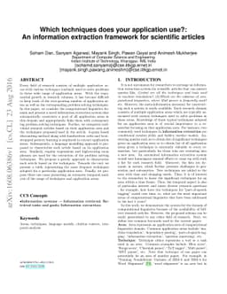 Which techniques does your application use?: An information extraction
  framework for scientific articles