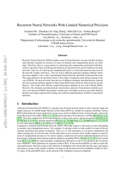 Recurrent Neural Networks With Limited Numerical Precision