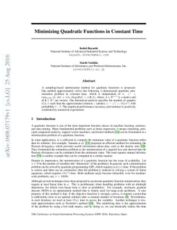 Minimizing Quadratic Functions in Constant Time