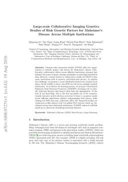 Large-scale Collaborative Imaging Genetics Studies of Risk Genetic
  Factors for Alzheimer's Disease Across Multiple Institutions