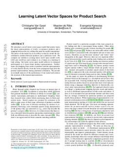 Learning Latent Vector Spaces for Product Search