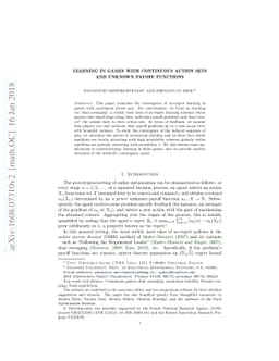 Learning in games with continuous action sets and unknown payoff
  functions