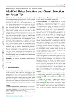 Modified Relay Selection and Circuit Selection for Faster Tor