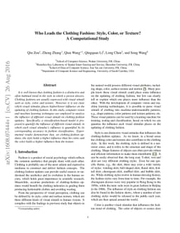 Who Leads the Clothing Fashion: Style, Color, or Texture? A
  Computational Study