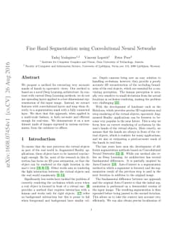 Fine Hand Segmentation using Convolutional Neural Networks
