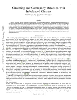 Clustering and Community Detection with Imbalanced Clusters